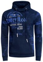 Sweat-shirt à capuche sportif pour homme, bleu marine, orné d'imprimés vintage et d'une poche kangourou, référence 19135