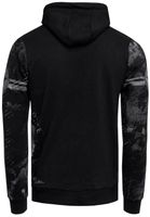 Sweat à capuche sportif pour homme, noir, imprimé vintage et poche kangourou, 19135