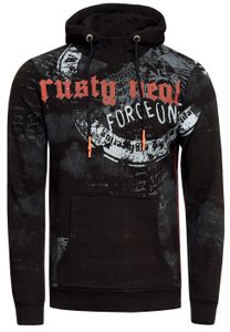 Sweat à capuche moderne pour homme, imprimé graphique original, col montant, référence 19136, noir