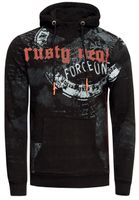 Sweat à capuche moderne pour homme, imprimé graphique original, col montant, référence 19136, noir