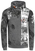 Sweat à capuche décontracté pour homme, imprimé motard et effet vintage, modèle 19137 anthracite