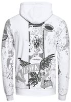 Sweat à capuche décontracté pour homme, imprimé motard et effet vintage, modèle 19137 blanc