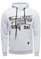 Modern men's hooded sweatshirt with star prints on the sleeves, hoodie with kangaroo pocket, sweater 19138 Grey