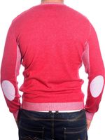 Moderner Herren Strickpullover Karomuster Strukturstrick Rundhals-Sweater 3178 Rot