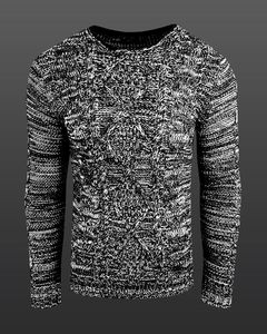 Moderner Herren Rundhals-Pullover im kontrastfarbigem Design Sweater 6234 Schwarz