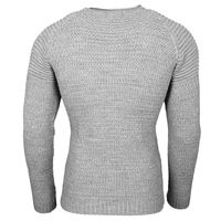 Urbaner Herren Feinstrick-Pullover Rundhals-Sweater Biker Knitwear Streetwear 6240 Grau