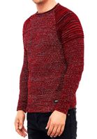 Urban Men's Fine Knit Crew Neck Sweater Biker Knitwear Streetwear 6240 Red