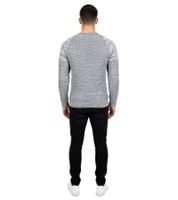 Urbaner Herren Feinstrick-Pullover Rundhals-Sweater Biker Knitwear Streetwear 6240 Schwarz/Weiß