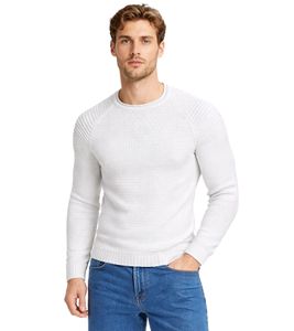 Urban Men's Fine Knit Crew Neck Sweater Biker Knitwear Streetwear 6240 White