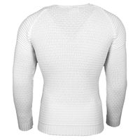 Urbaner Herren Feinstrick-Pullover Rundhals-Sweater Biker Knitwear Streetwear 6240 Weiß