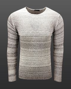 Pull homme polyvalent à col rond et à pois, en maille blanche 6245