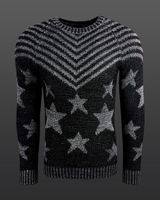 Pull homme tendance à col rond, motif « USA Stars & Stripes », pull en maille 6263, noir