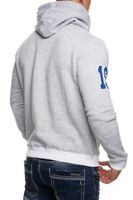 Casual men's hooded sweater with vintage print, kangaroo pocket, hoodie 6870 Grey