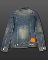 Stylische Herren Jeans-Jacke im Vintage-Look Used Waschung Kentkragen Denim-Jacke 8220 Vintage Blau