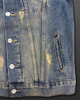Stylische Herren Jeans-Jacke im Vintage-Look Used Waschung Kentkragen Denim-Jacke 8220 Vintage Blau