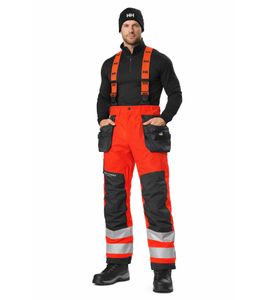 Wasserdichte Helly Hansen Alna 2.0 Herren Winter-Arbeits-Latzhose mit HellyTech Technologie Winter-Hose Arbeits-Hose Schutzklasse 71491-169 Orange/Schwarz