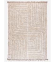 Soft Kilim Rug with Fringes, Living Room Rug, Home Accessory, Cotton Rug, Decorative Rug 903706 Beige
