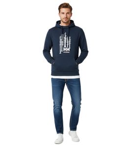 Sudadera con capucha Helly Hansen para hombre, de algodón, 300 g/m², modelo 79264_590, azul oscuro
