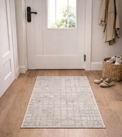 Modern geometric hallway rug, ideal for hallways and bathrooms, 955885 Beige/Gray
