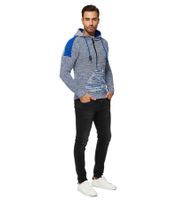 Pull à capuche en maille épaisse pour homme, modèle 13290 Sax-Blue