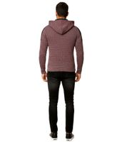 Pull à capuche en maille épaisse pour homme, gris/rouge, référence 13290