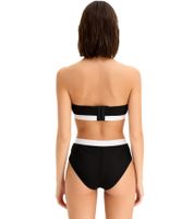 2er Set Damen Bandeau-BH trägerloser BH aus Bio-Baumwolle ohne Bügel Schwarz/Türkis oder Dunkelblau/Weiß