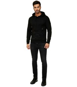 Pull à capuche en maille épaisse pour homme, modèle 13290, couleur Noir