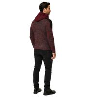 Moderner Herren Strick-Pullover Kapuzen-Sweater Grobstrick-Hoodie Strick-Jacke 13290 Rot