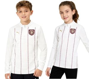 Official PUMA Manchester City Kids' Pre-Match Jersey, Sustainable Premier League Football Shirt for Girls and Boys, 701235048 002, White