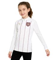 Official PUMA Manchester City Kids' Pre-Match Jersey, Sustainable Premier League Football Shirt for Girls and Boys, 701235048 002, White