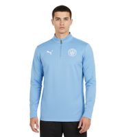 Official PUMA Manchester City Men's 1/4 Zip Hybrid Top Sustainable Premier League Football Shirt 701228951 003 Light Blue