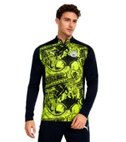 Official PUMA Manchester City Men's Pre-Match Quarter Zip Top, Sustainable Premier League Football Shirt 701231065 002 Black/Yellow