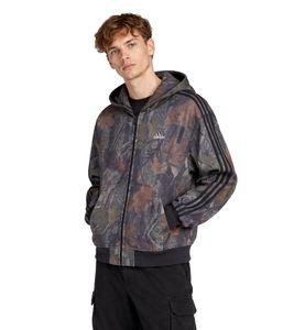 adidas Herren Camouflage Fleece-Jacke mit Reißverschluss und getrennter Kängurutasche JY2775 Schwarz/Camouflage 