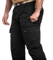 Practical ALPHA INDUSTRIES Agent Men's Cargo Pants with 6 Pockets, Cotton Trousers 158205, Black