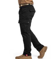 Practical ALPHA INDUSTRIES Agent Men's Cargo Pants with 6 Pockets, Cotton Trousers 158205, Black