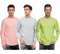 Sweat-shirt urbain pour homme à manches côtelées, pull 19056, disponible en rose, gris ou vert