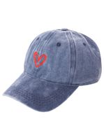 Liebevolle ZWILLINGSHERZ Herz Classic Base-Cap mit Herz-Stickerei Baumwoll-Cap justierbare Cappy Schirm-Mütze 4603M K258208 Blau