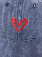 Liebevolle ZWILLINGSHERZ Herz Classic Base-Cap mit Herz-Stickerei Baumwoll-Cap justierbare Cappy Schirm-Mütze 4603M K258208 Blau