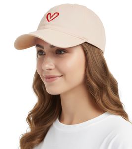 Liebevolle ZWILLINGSHERZ Herz Classic Base-Cap mit Herz-Stickerei Baumwoll-Cap justierbare Cappy Schirm-Mütze 4603M K258208 Beige