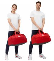 Praktische adidas Tiro L Duffle M Sport-Tasche nachhaltige Fußball-Tasche mit Hartschalenfach Fitnesstasche 39,5L IB8658 Rot/Schwarz