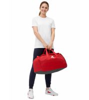 Praktische adidas Tiro L Duffle M Sport-Tasche nachhaltige Fußball-Tasche mit Hartschalenfach Fitnesstasche 39,5L IB8658 Rot/Schwarz