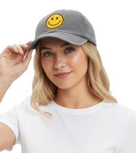 freche ZWILLINGSHERZ Smiley Classic Base-Cap mit Smiley-Patch Baumwoll-Cap justierbare Cappy Schirm-Mütze 4603M K258209 Grau
