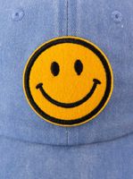freche ZWILLINGSHERZ Smiley Classic Base-Cap mit Smiley-Patch Baumwoll-Cap justierbare Cappy Schirm-Mütze 4603M K258209 Hellblau