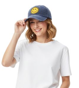 freche ZWILLINGSHERZ Smiley Classic Base-Cap mit Smiley-Patch Baumwoll-Cap justierbare Cappy Schirm-Mütze 4603M K258209 Navy-Blau