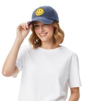 freche ZWILLINGSHERZ Smiley Classic Base-Cap mit Smiley-Patch Baumwoll-Cap justierbare Cappy Schirm-Mütze 4603M K258209 Navy-Blau