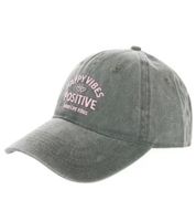 fröhliche ZWILLINGSHERZ Happy Vibes Classic Base-Cap mit Positive Vibes Schriftzug Baumwoll-Cap justierbare Cappy Schirm-Mütze 4603M K5403-3 Army-Grün/Grau
