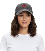 Liebevolle ZWILLINGSHERZ Herz Classic Base-Cap mit Herz-Stickerei Baumwoll-Cap justierbare Cappy Schirm-Mütze 4603M K258208 verwaschenes Schwarz