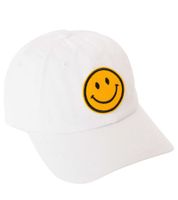 freche ZWILLINGSHERZ Smiley Classic Base-Cap mit Smiley-Patch Baumwoll-Cap justierbare Cappy Schirm-Mütze 4603M K258209 Weiß