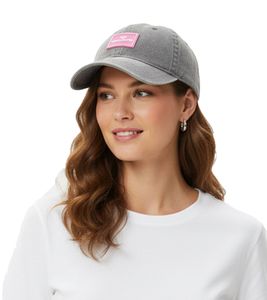 verwaschene ZWILLINGSHERZ Basic Classic Base-Cap mit Logo-Patch Baumwoll-Cap justierbare Cappy Schirm-Mütze 4603M K25357-1 Grau