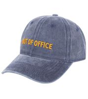aussagekräftige ZWILLINGSHERZ Classic Base-Cap mit OUT OF OFFICE Schriftzug Baumwoll-Cap justierbare Cappy Schirm-Mütze 4603M K5404-3 Navy-Blau